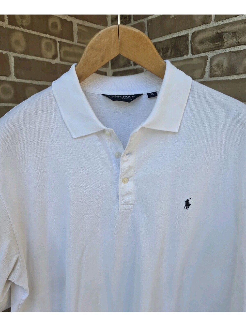 Polo Golf Ralph Lauren Mens XL White Pima Cotton Polo Shirt Navy Pony Peru